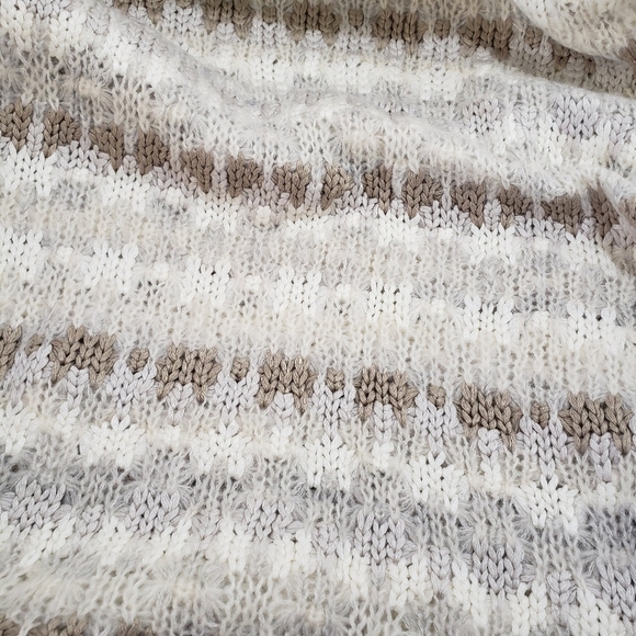 Loft Infinity Sweater Knit Shawl Scarf Cream Tan Gray Acrylic Nylon Mohair Wool - Picture 3 of 7